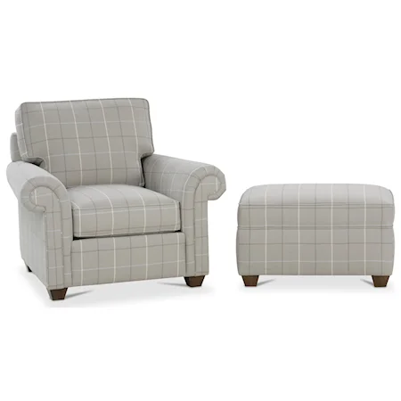 Traditional Chair and Ottoman Set